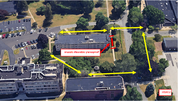 Diagram of campus sidewalk closure